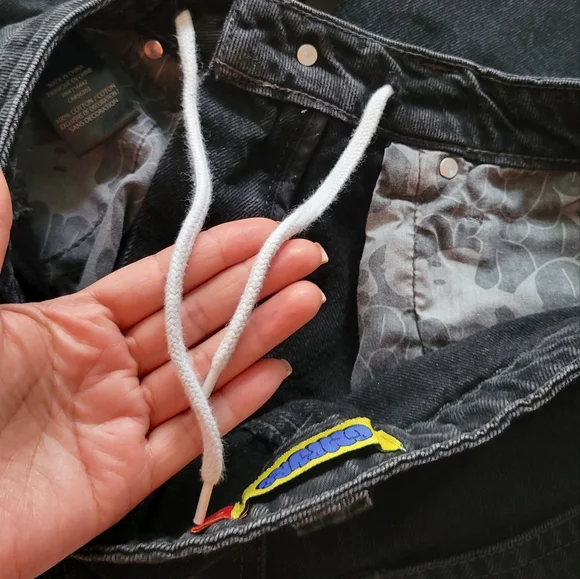 Black Denim Jeans with Embroidered Logo - Picture 7 of 8